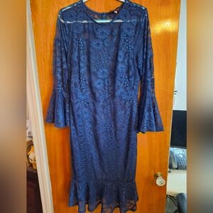 Hanna Nikole Navy Lace Cocktail Dress (Size 16W)